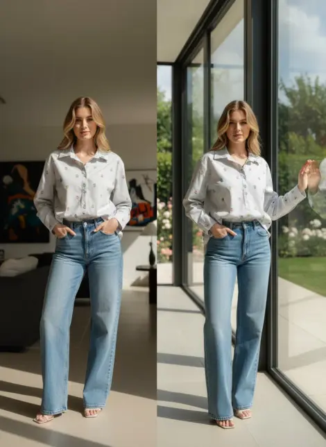 Chemise à rayures fines et motifs floraux