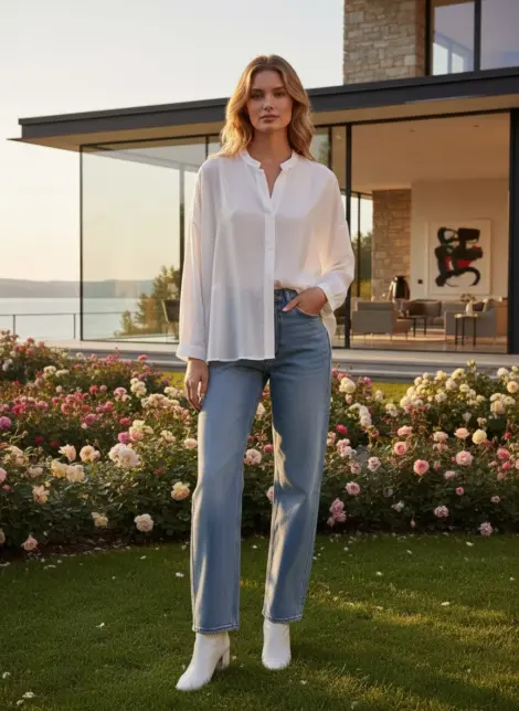 Chemise blouse 85% tencel à nouer fluide et ample, manches longues effet soie