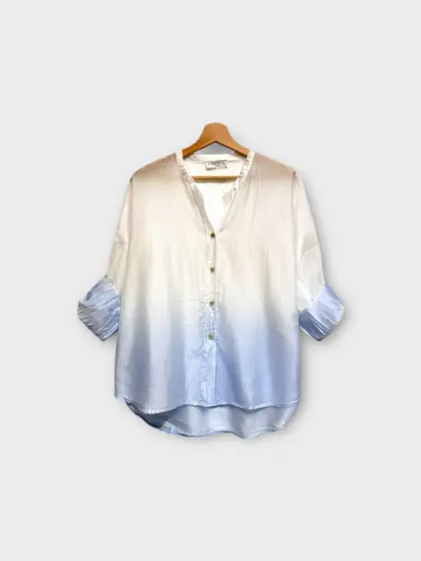 Chemise blouse en 85% tencel tie and dye et noeuds manches longues oversize
