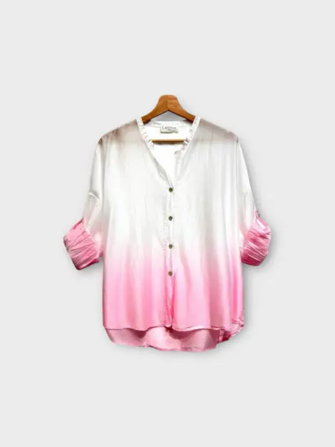Chemise blouse en 85% tencel tie and dye et noeuds manches longues oversize