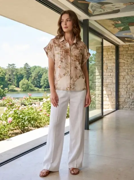 Chemise blouse en tencel à imprimé fleuris - effet soie