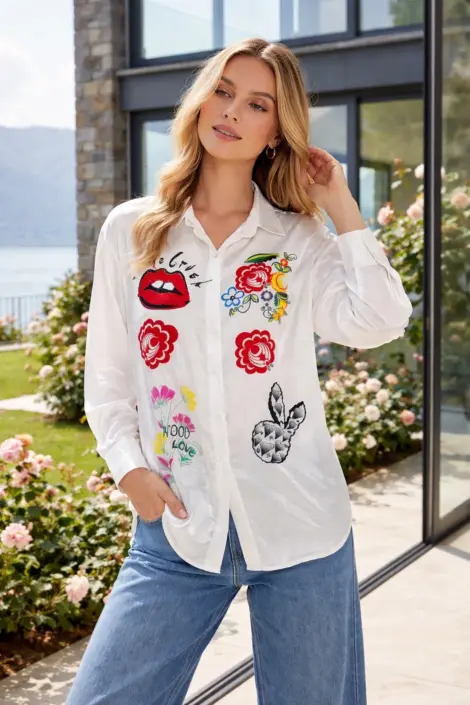Chemise blouse en viscose fluide imprimé à noeuds évasée oversize casual