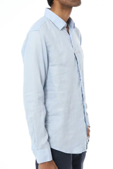 Chemise homme unie manches longues coton lin
