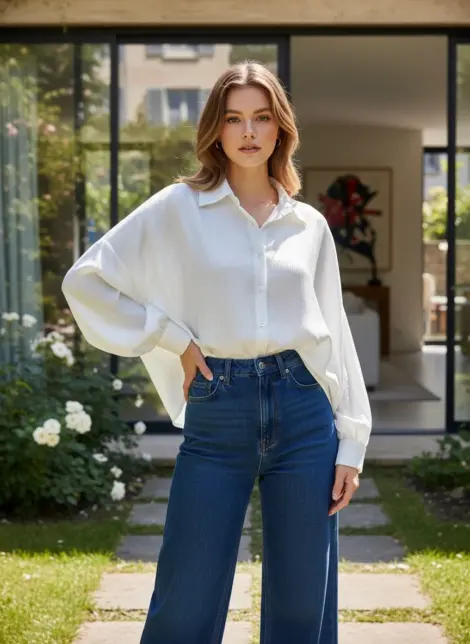 Chemise oversize à manches batwing
