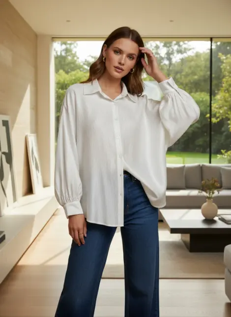 Chemise oversize à manches batwing