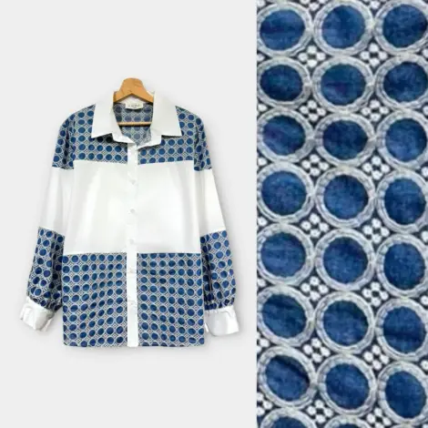 Chemise oversize en coton et col à revers à broderies fleuries et jean bohème