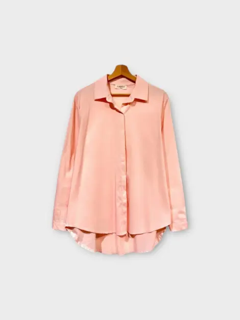 Chemise oversize en coton tout doux avec col à revers manches longues
