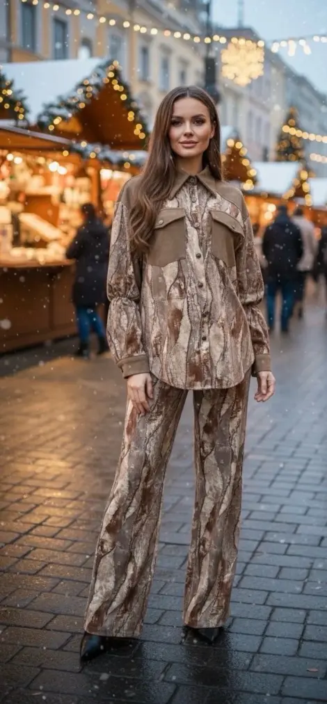 Ensemble chemise & pantalon imprimé python