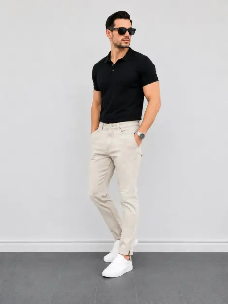 Jean Beige Slim Clean