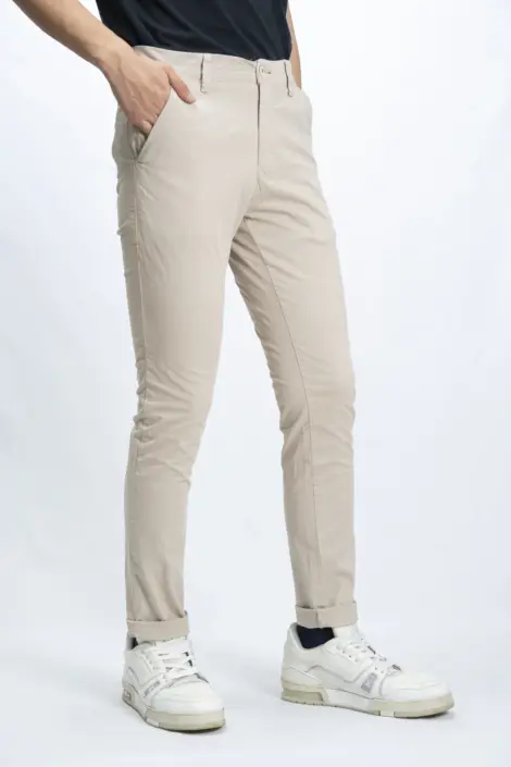 PANTALON CHINO COUPE REGULAR SIMPLE UNI HOMME