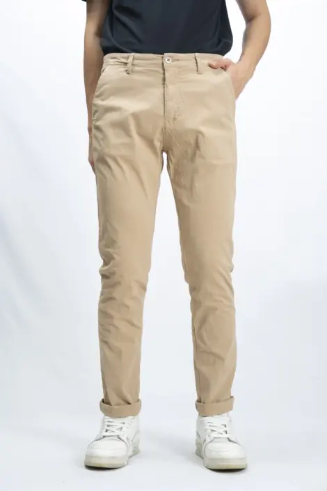PANTALON CHINO COUPE REGULAR SIMPLE UNI HOMME