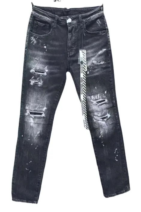 Pantalon jean homme effet délavé usé