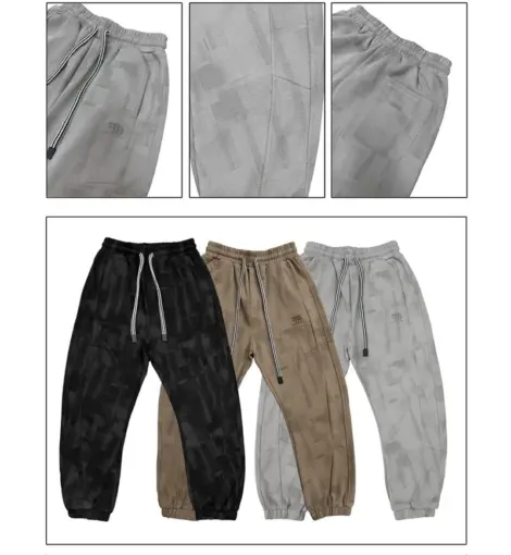 Pantalon jogging uni homme avec cordon de serrage, packaging: NOIR,GRIS,KHAKI:(1*S,1*M,1*L,1*XL,1*2XL)