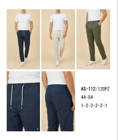 Pantalon uni homme avec cordon de serrage, packaging: MARINE, BLANC, VERT (1*30,2*32,2*34,2*36,2*38,1*40)*3