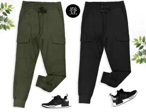 Pantalon uni homme style cargo matière parachute