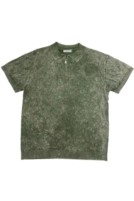 Polo homme effet délavé à zip