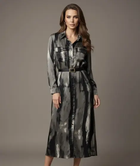 Robe-chemise satinée imprimée