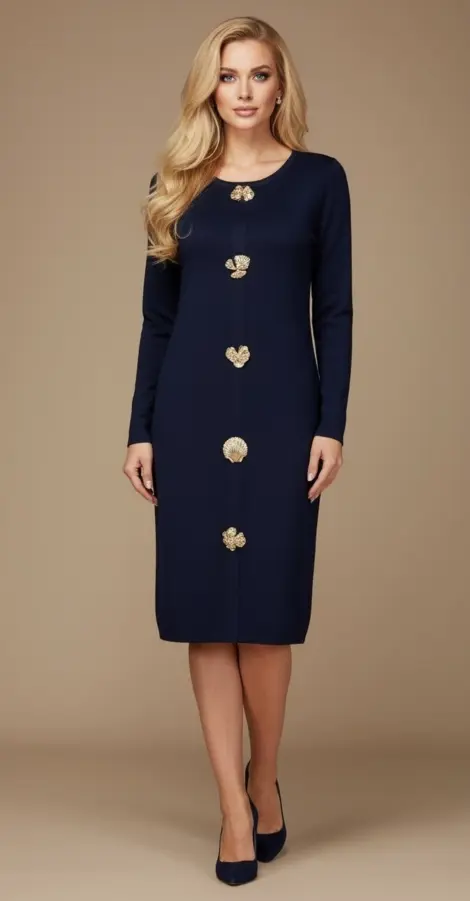 Robe élégante à boutons dorés