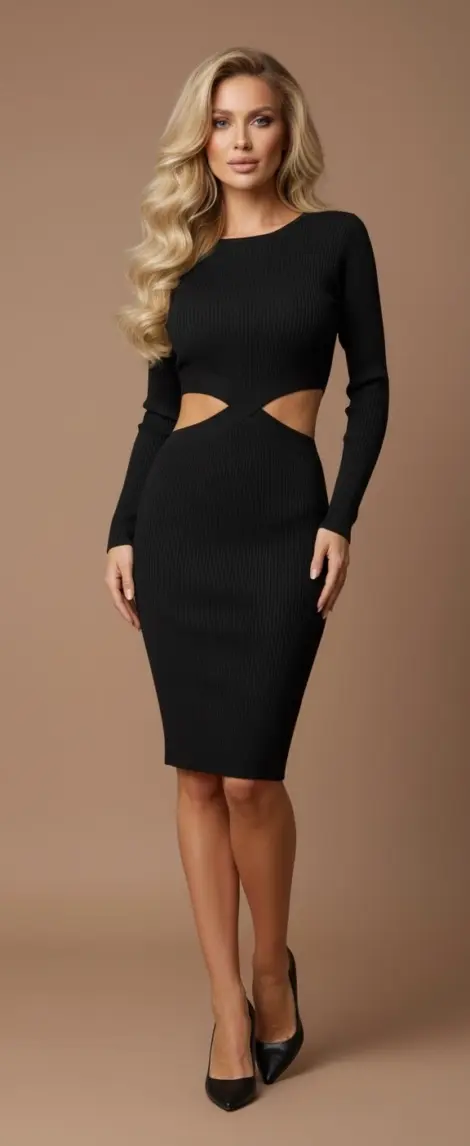 Robe en maille ajourée à découpes