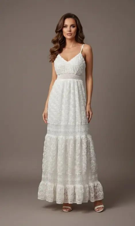 Robe longue en dentelle 3D