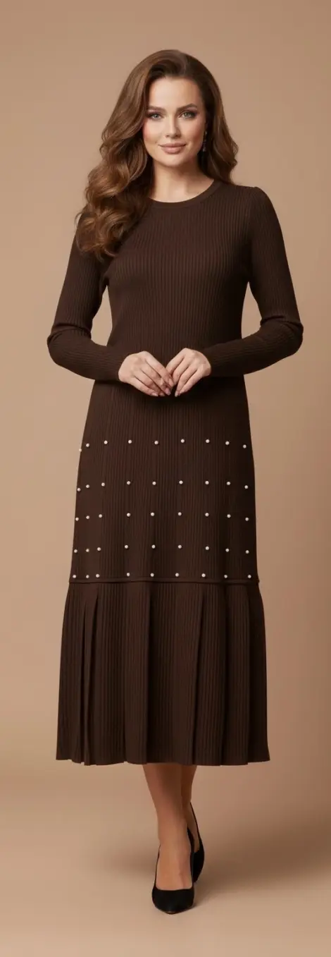 Robe maille longue à perles