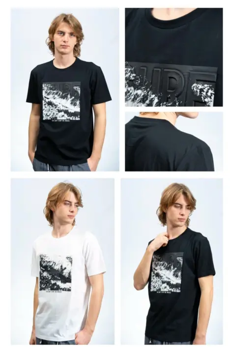 T-shirt uni col rond manches courtes SURF WAVE