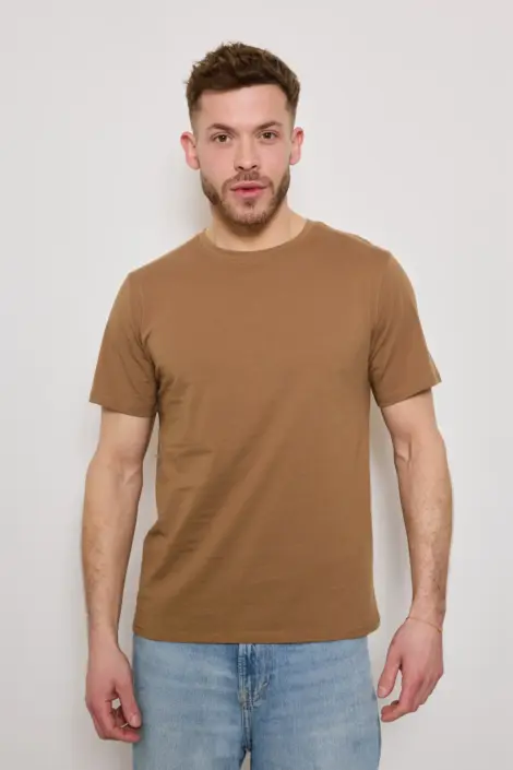 T-SHIRT UNI SIMPLE HOMME COL ROND MANCHE COURT