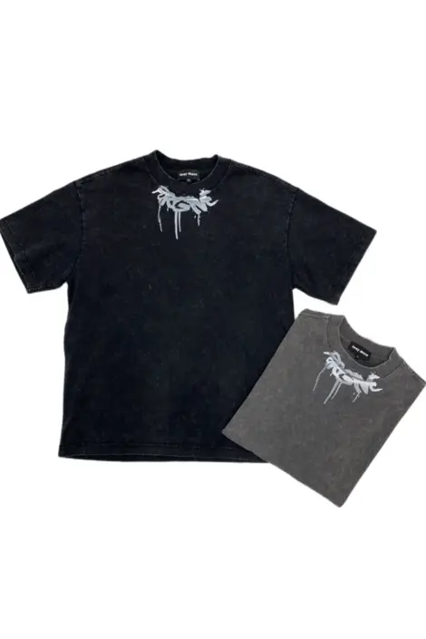 Tshirt homme col rond manches courtes effet délavé taché