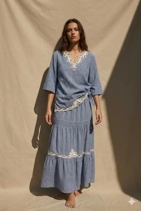 Ensemble Camélia en coton texturé