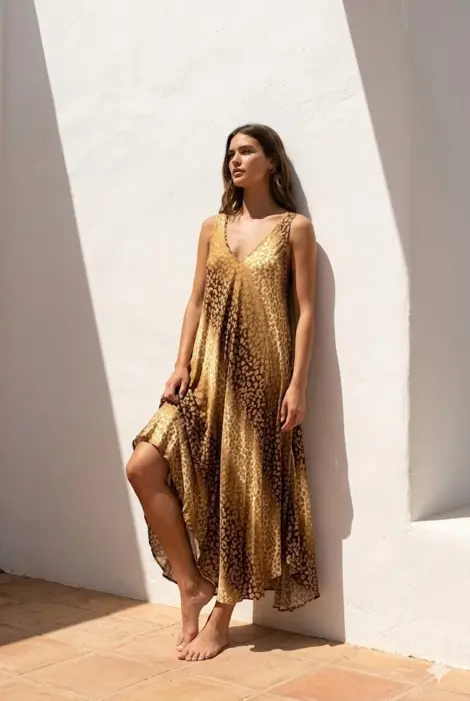Robe Longue Imprimé Léopard Dégradé