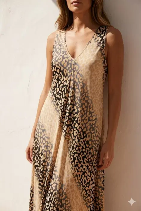Robe Longue Imprimé Léopard Dégradé
