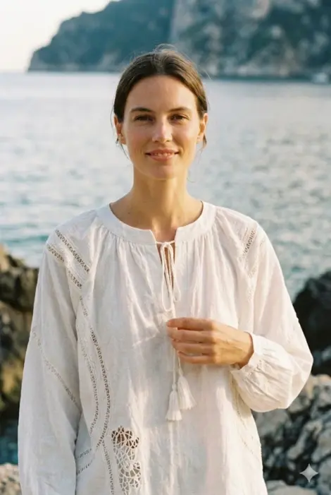 Blouse Bohème en Coton Texturé 'Capri'