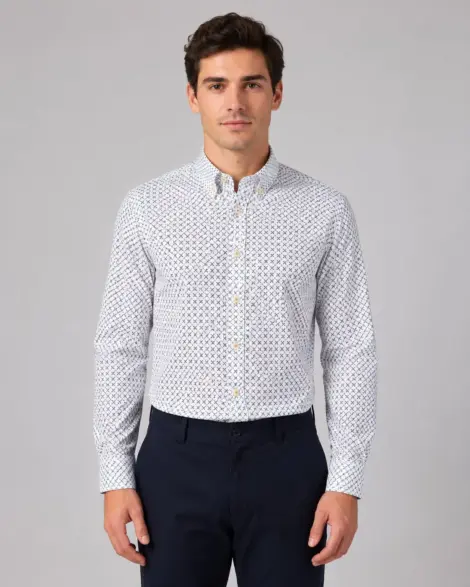 Chemise Blanche Micro Géométrique