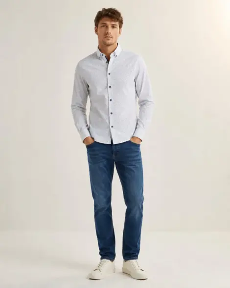 Chemise Blanche Micro-Motifs Chic