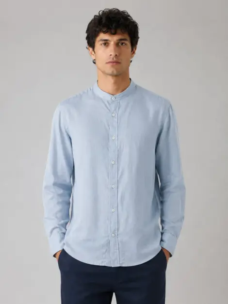 Chemise Bleu Ciel Col Mao