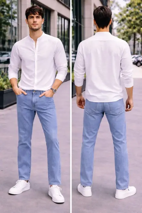 Chemise Col Mao Élégance