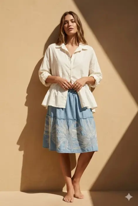 Chemise fluide à bas volant
