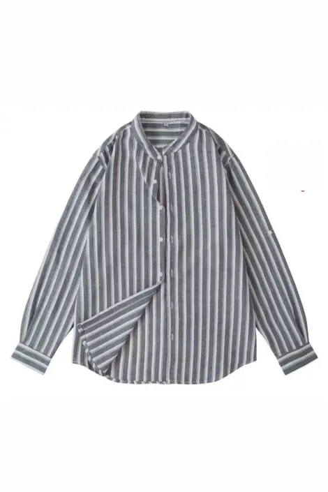 Chemise homme à rayure col officier manches longues