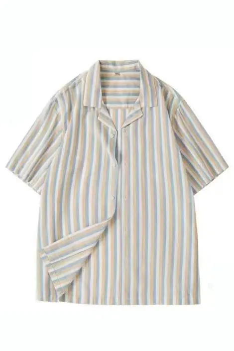 Chemise homme à rayure tricolore manches courtes