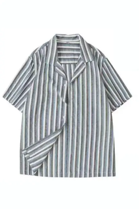 Chemise homme à rayure tricolore manches courtes