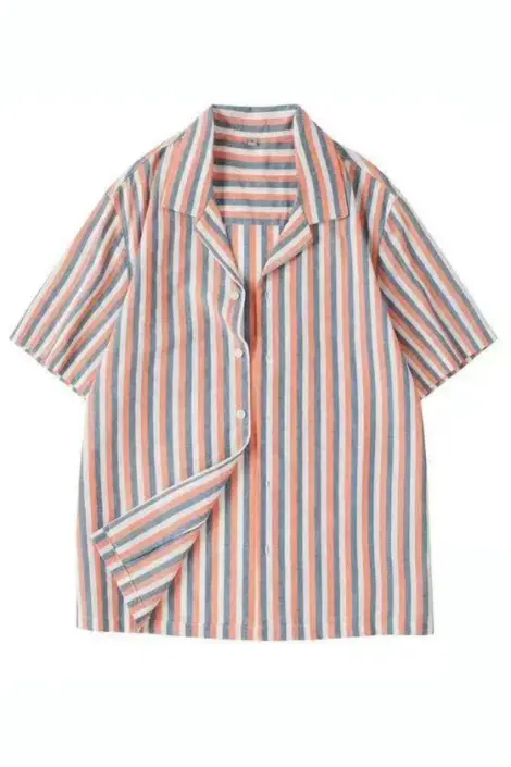 Chemise homme à rayure tricolore manches courtes