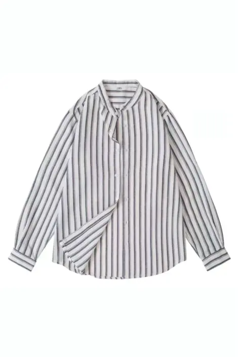 Chemise homme bicolore à rayures col officier