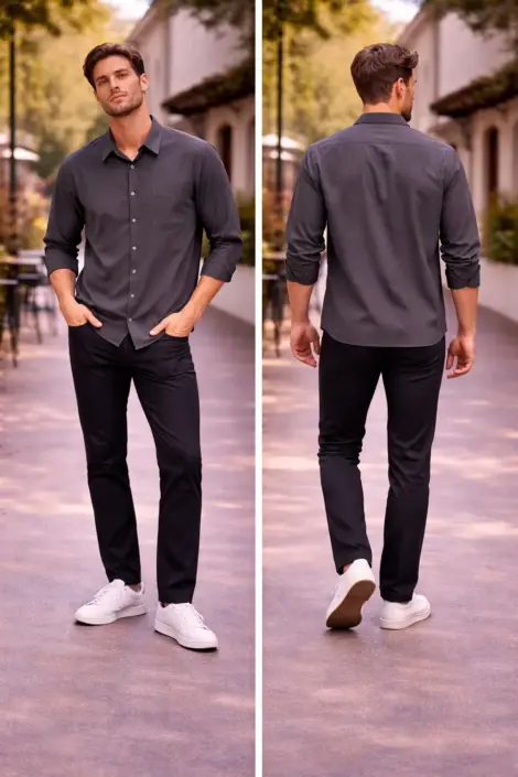 Chemise Homme Texturée Casual Chic