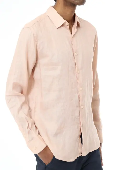 Chemise homme unie manches longues coton lin