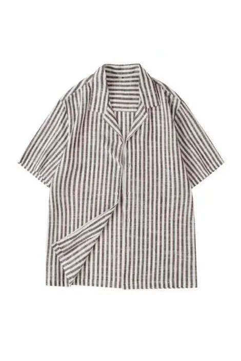 CHEMISE LIN MANCHES COURTES HOMME EFFET RAYURE