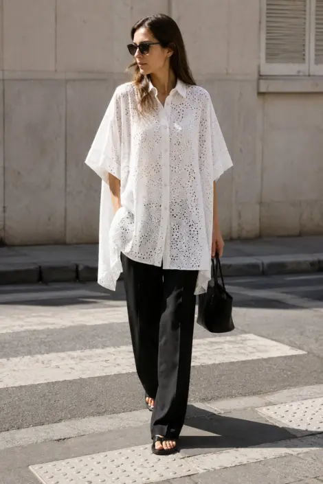 Chemise oversize broderie anglaise