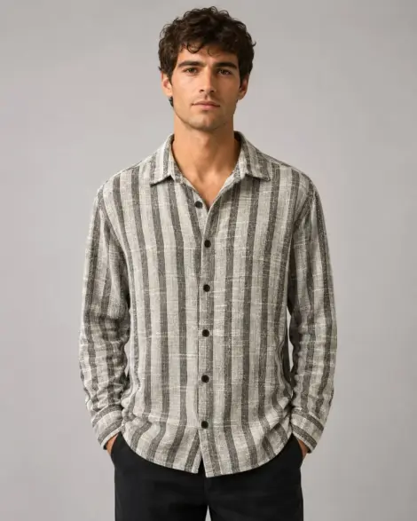 Chemise Rayures Verticales Casual Chic