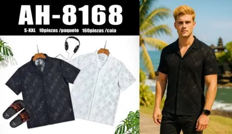Chemise uni manches courtes avec motif texturé
