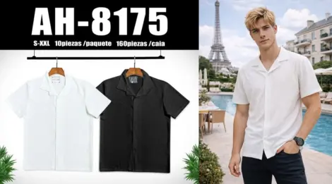 Chemise uni manches courtes avec motif texturé