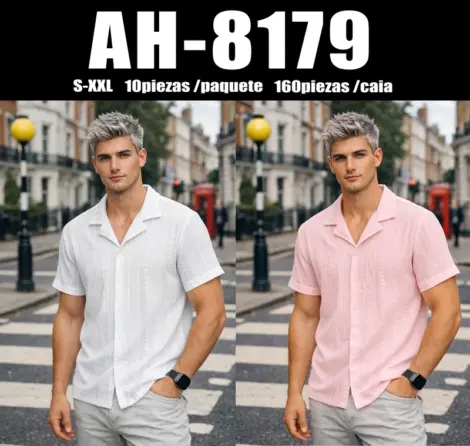 Chemise uni manches courtes avec motif texturé